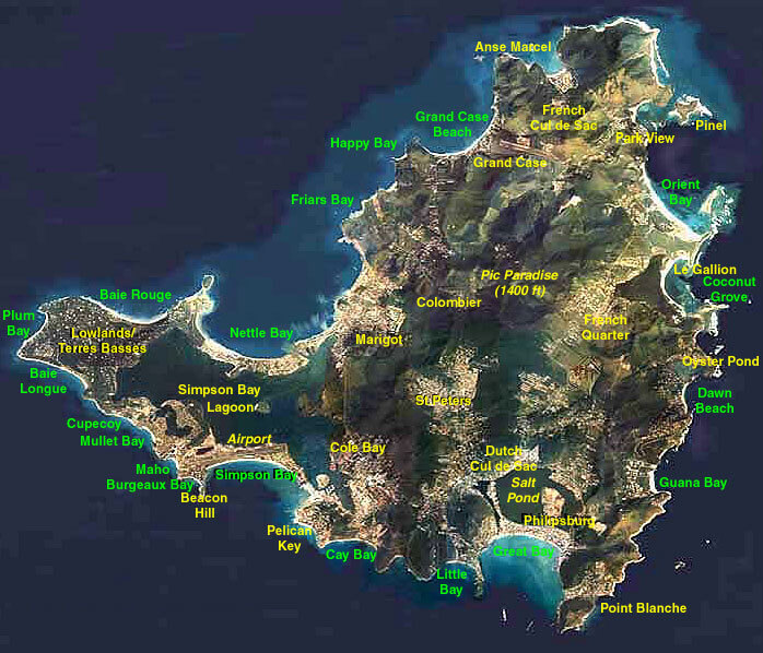 Saint Martin satellit Map